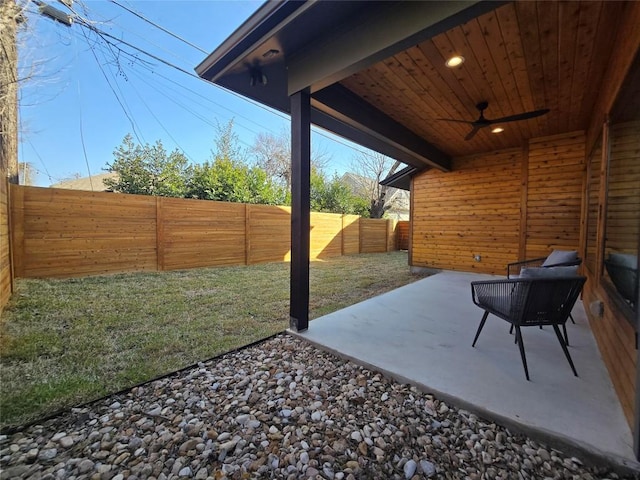 5305 Grover Ave Unit 2, Austin, TX 78756 - fenced backyard featuring ceiling fan and a patio