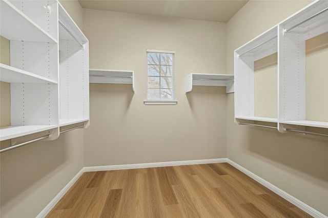 walk in closet with wood finished floors