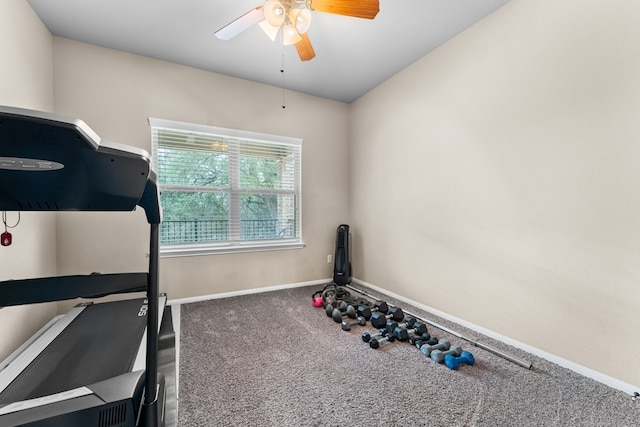 430 Archstone Loop, Belton, TX 76513 - workout area with carpet flooring, ceiling fan, and baseboards