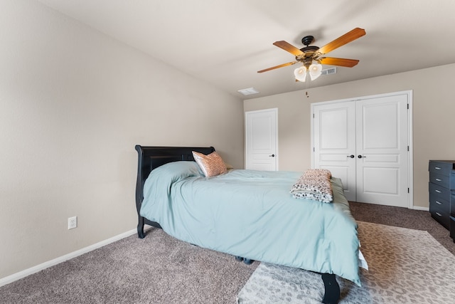 430 Archstone Loop, Belton, TX 76513 - bedroom featuring carpet floors, baseboards, a ceiling fan, and a closet