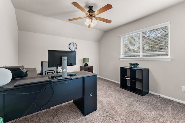 430 Archstone Loop, Belton, TX 76513 - office space with a ceiling fan, light carpet, lofted ceiling, and baseboards