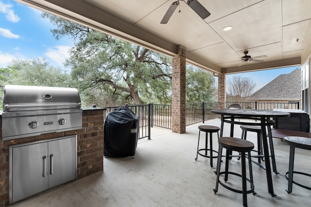 430 Archstone Loop, Belton, TX 76513 - view of patio / terrace with a ceiling fan, a grill, an outdoor kitchen, and outdoor dining space
