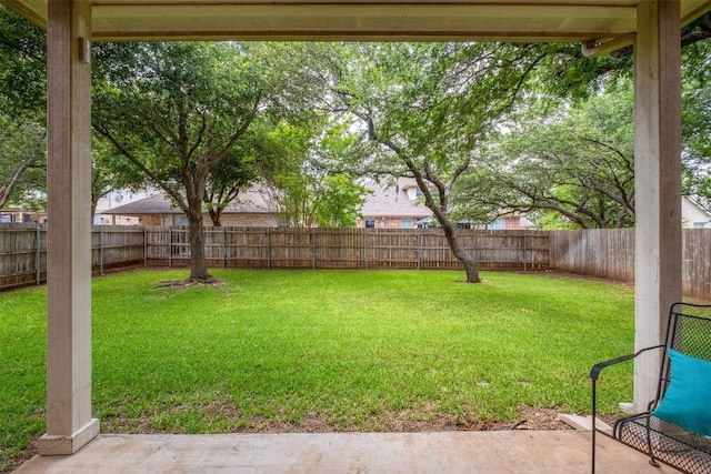 view of yard featuring a fenced backyard