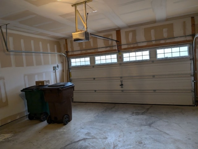 garage with a garage door opener