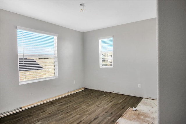 spare room featuring wood finished floors