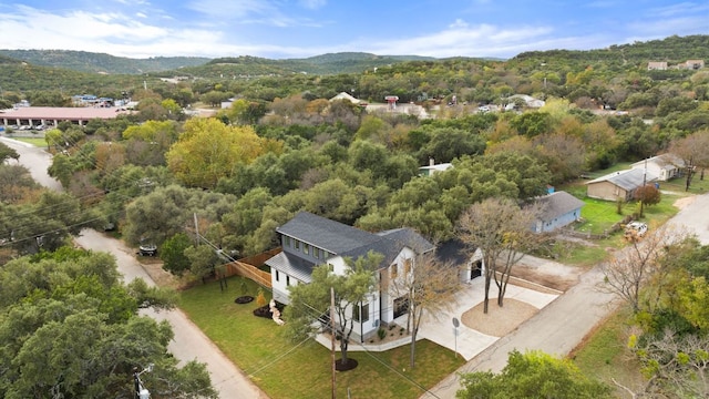 bird's eye view featuring a mountain view