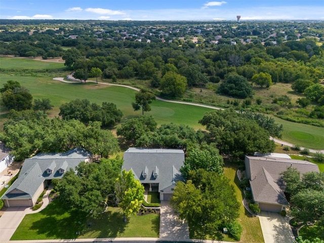 birds eye view of property featuring golf course view