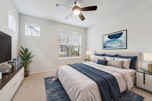 10204 Jacksboro Trl, Austin, TX 78717 - bedroom with light carpet, ceiling fan, and baseboards