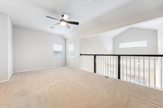 10204 Jacksboro Trl, Austin, TX 78717 - carpeted empty room featuring ceiling fan, lofted ceiling, and baseboards