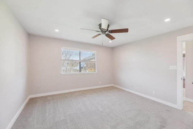 12810 Irongate Ave, Austin, TX 78727 - empty room with ceiling fan, light colored carpet, and recessed lighting