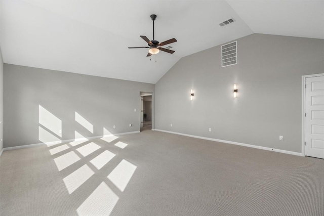 2201 Bel Paese Bnd, Leander, TX 78641 - bonus room featuring visible vents, light carpet, a ceiling fan, and lofted ceiling