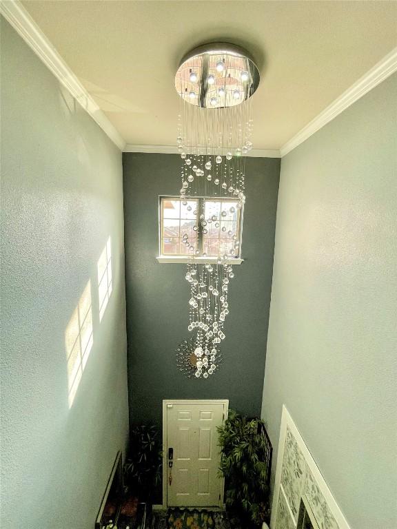 interior space with ornamental molding