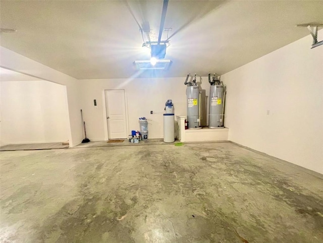 garage featuring water heater