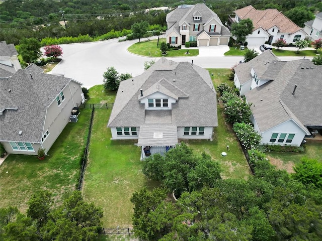 drone / aerial view with a residential view