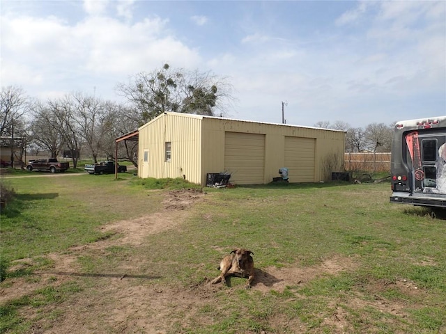 exterior space with an outbuilding