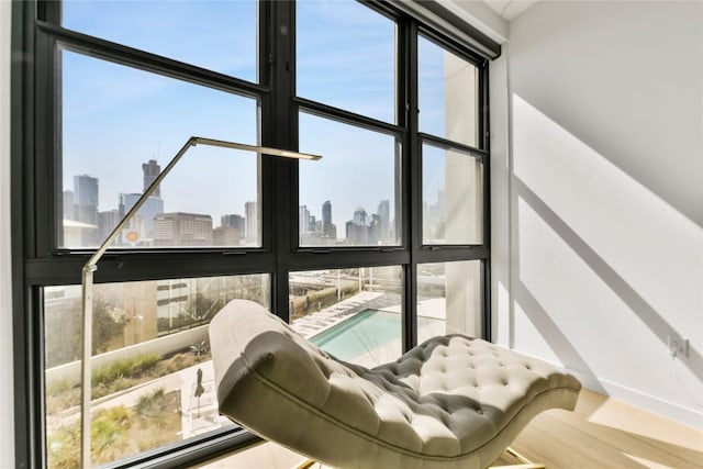 sunroom with a view of city