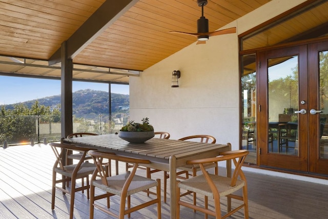 1400 Mount Larson Rd, Austin, TX 78746 - sunroom with french doors and a mountain view