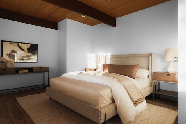 1400 Mount Larson Rd, Austin, TX 78746 - bedroom with wood ceiling with exposed beams and wood finished floors