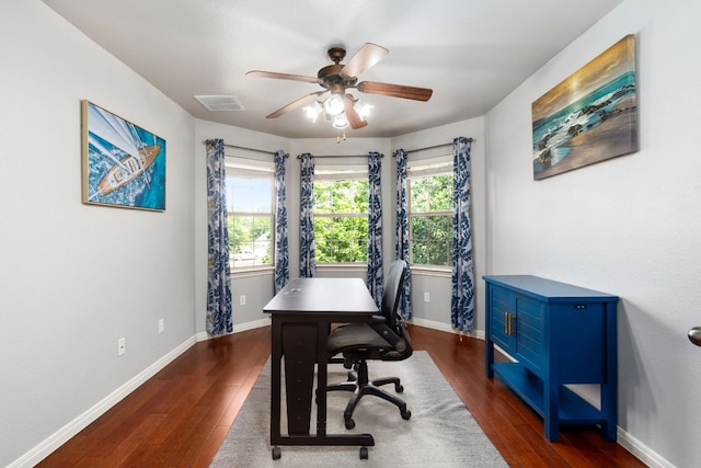 1601 Forest St, Georgetown, TX 78626 - office space with dark wood finished floors and ceiling fan