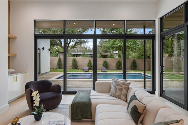 living area featuring light wood-style floors