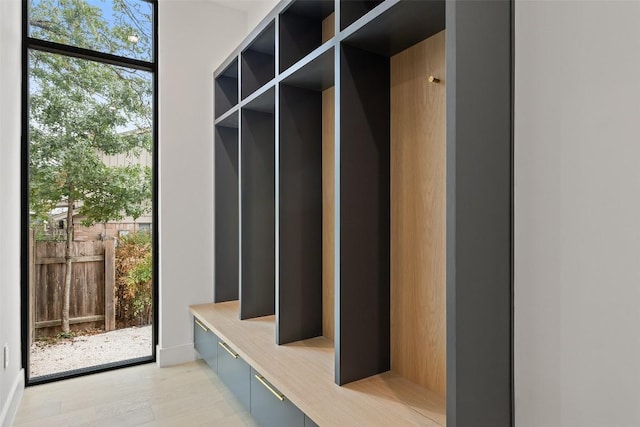 mudroom featuring light wood finished floors