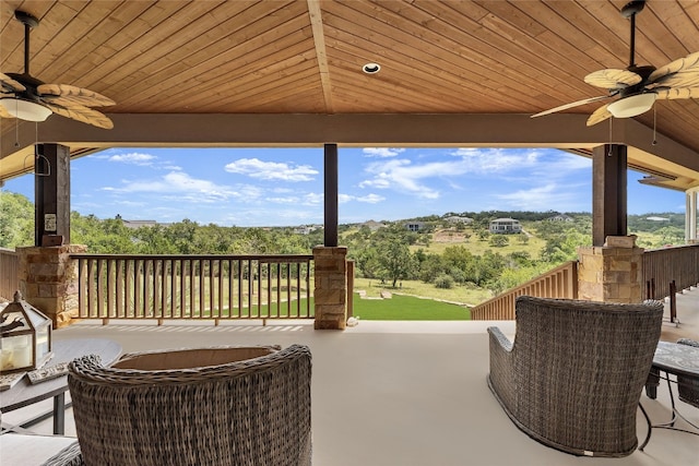 view of patio with ceiling fan