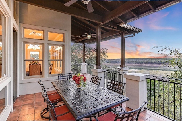 view of patio with ceiling fan