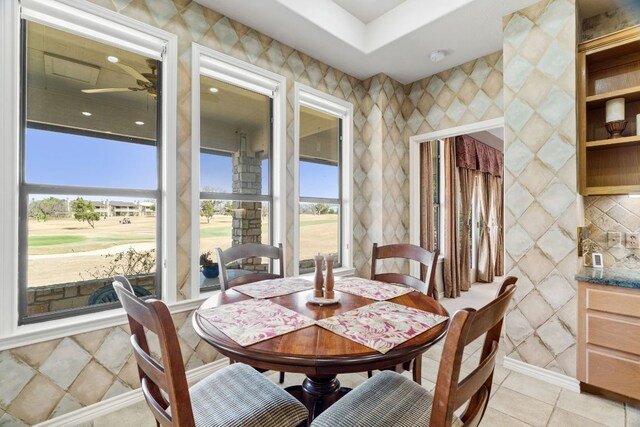 1306 Far W Rd, Horseshoe Bay, TX 78657 - dining space featuring ceiling fan and light tile patterned floors