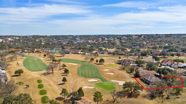 1306 Far W Rd, Horseshoe Bay, TX 78657 - aerial perspective of suburban area with property boundaries highlighted and a golf club