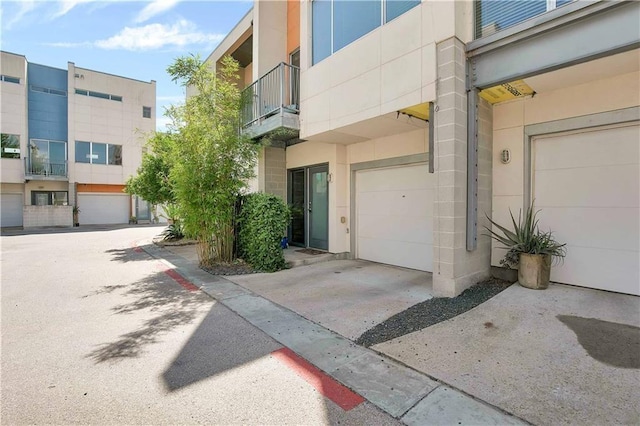 garage with driveway