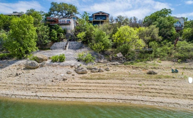 exterior space featuring a water view