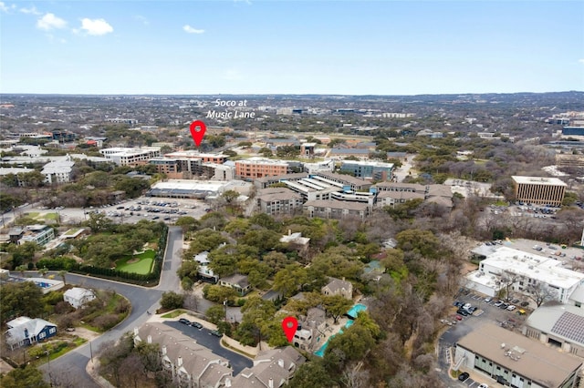 aerial view featuring a city view