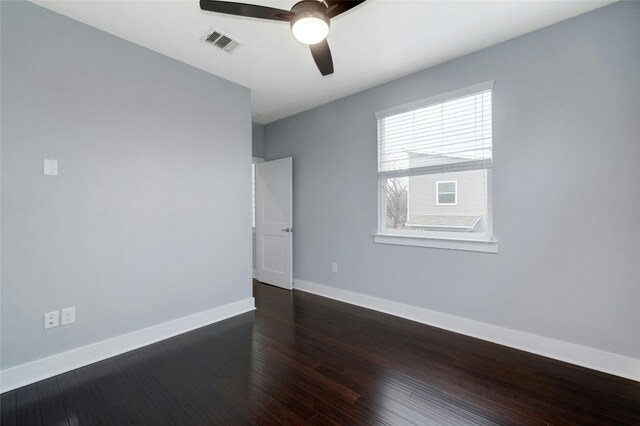 6902 Carver Ave Unit B, Austin, TX 78752 - empty room with a ceiling fan and dark wood-style flooring