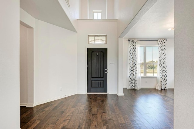 entrance foyer with baseboards and wood finished floors