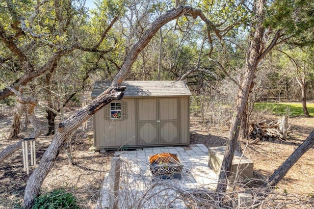 view of shed