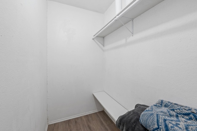 walk in closet featuring wood finished floors