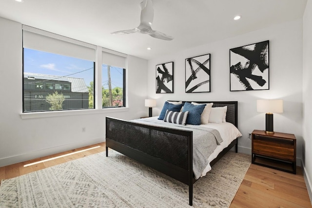 1706 Goodrich Ave Unit A, Austin, TX 78704 - bedroom with wood finished floors, recessed lighting, and a ceiling fan