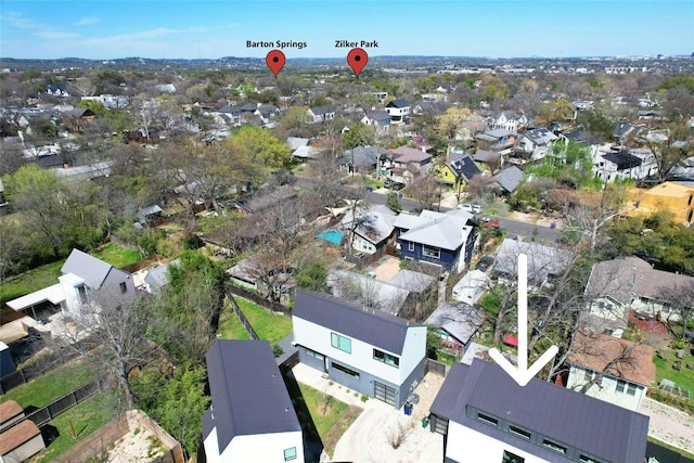 1706 Goodrich Ave Unit A, Austin, TX 78704 - aerial view of property and surrounding area with nearby suburban area