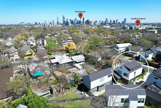 1706 Goodrich Ave Unit A, Austin, TX 78704 - aerial perspective of suburban area featuring skyline