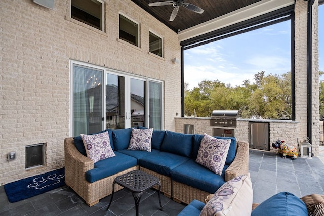 1000 Flint Ridge Trl, Georgetown, TX 78628 - view of patio with outdoor lounge area and ceiling fan