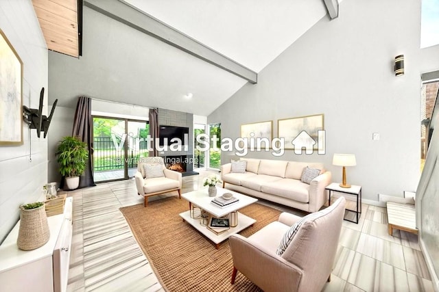 9433 Singing Quail Dr, Austin, TX 78758 - living room with high vaulted ceiling and beam ceiling