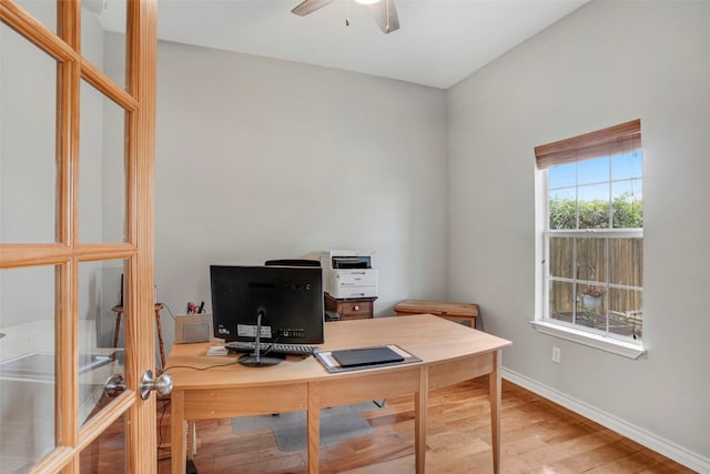 9609 Bluegrass Dr, Austin, TX 78759 - office space featuring wood finished floors and ceiling fan