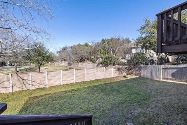 view of yard featuring a fenced backyard