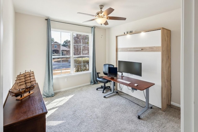 4337 Buffalo Ford Rd, Georgetown, TX 78628 - office with carpet floors, a ceiling fan, and baseboards