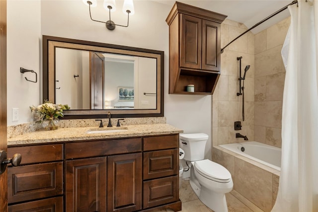 19520 Tessa Hts, Spicewood, TX 78669 - bathroom with tiled shower / bath, toilet, vanity, and tile patterned floors