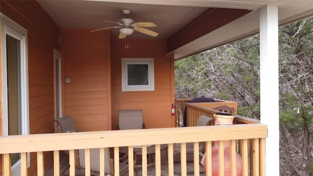 view of patio / terrace featuring a ceiling fan