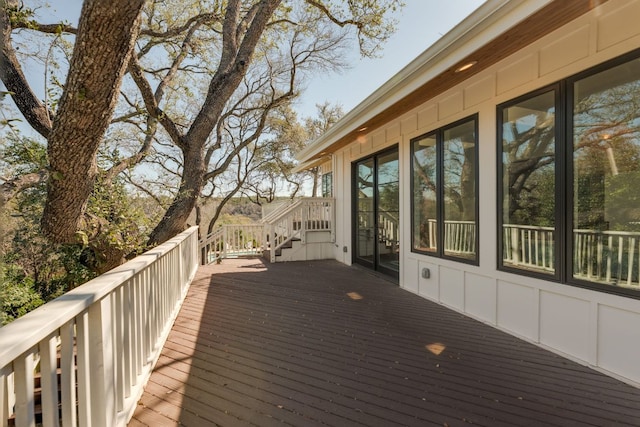 wooden deck with french doors