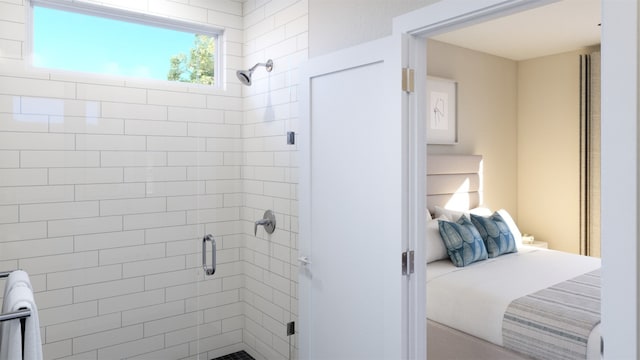 full bathroom with a shower stall