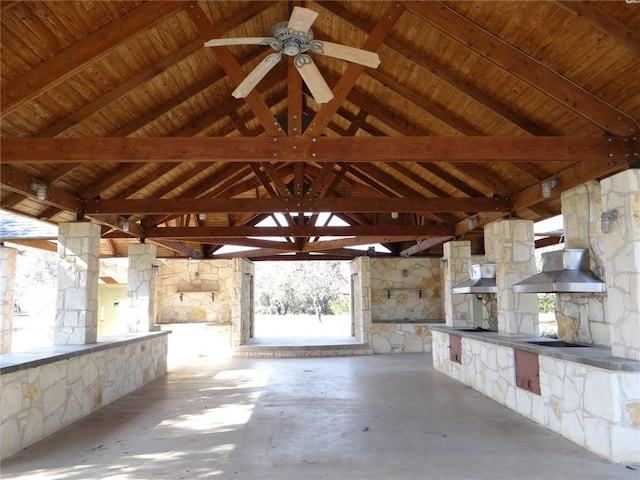 view of patio with a gazebo and an outdoor kitchen