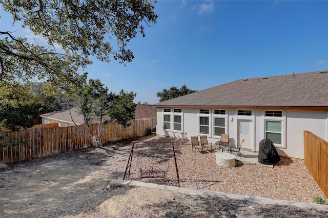 view of yard with a patio and a fenced backyard